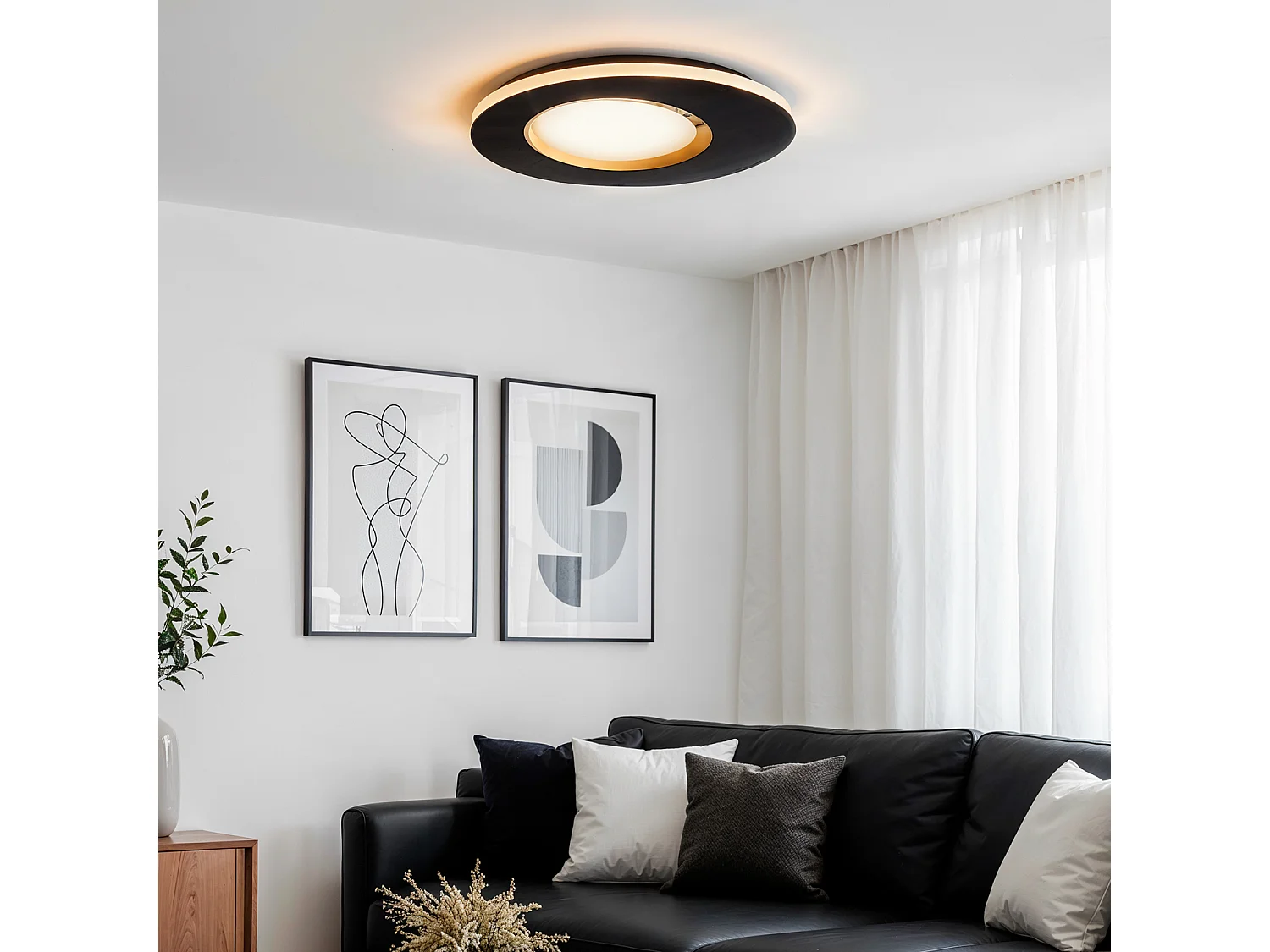 Plafoniera LED da 30 W in Acciaio Taska S Nero