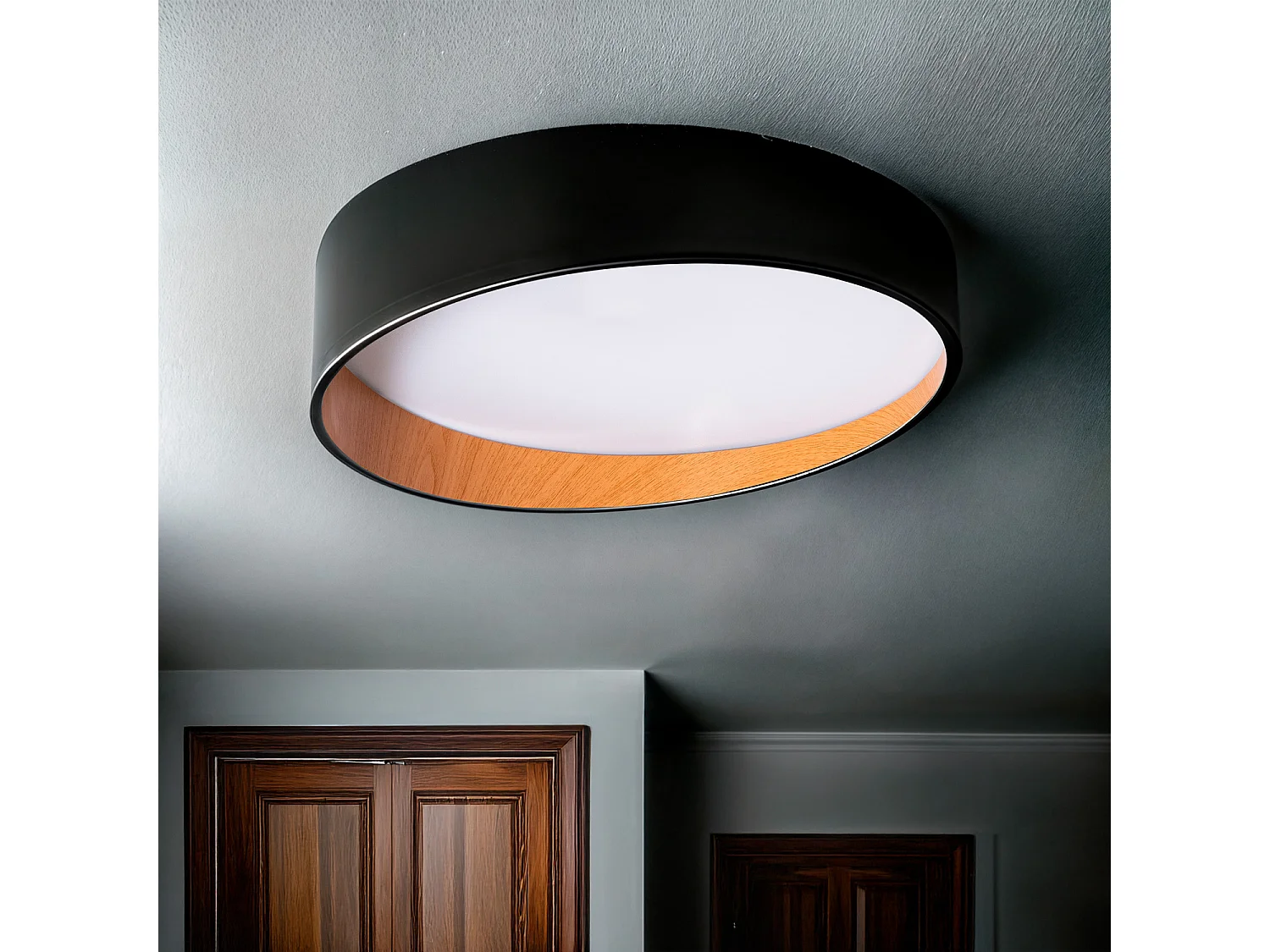 Plafoniera LED 28W Circolare Ø400 mm CCT Selezionabile Liam Nero