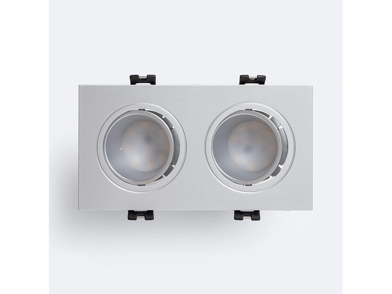 Spot LED Downlight Carré Inclinable GU10 6W Coupe 75x150mm PC No Flicker 4000K Argenté Blanc neutre