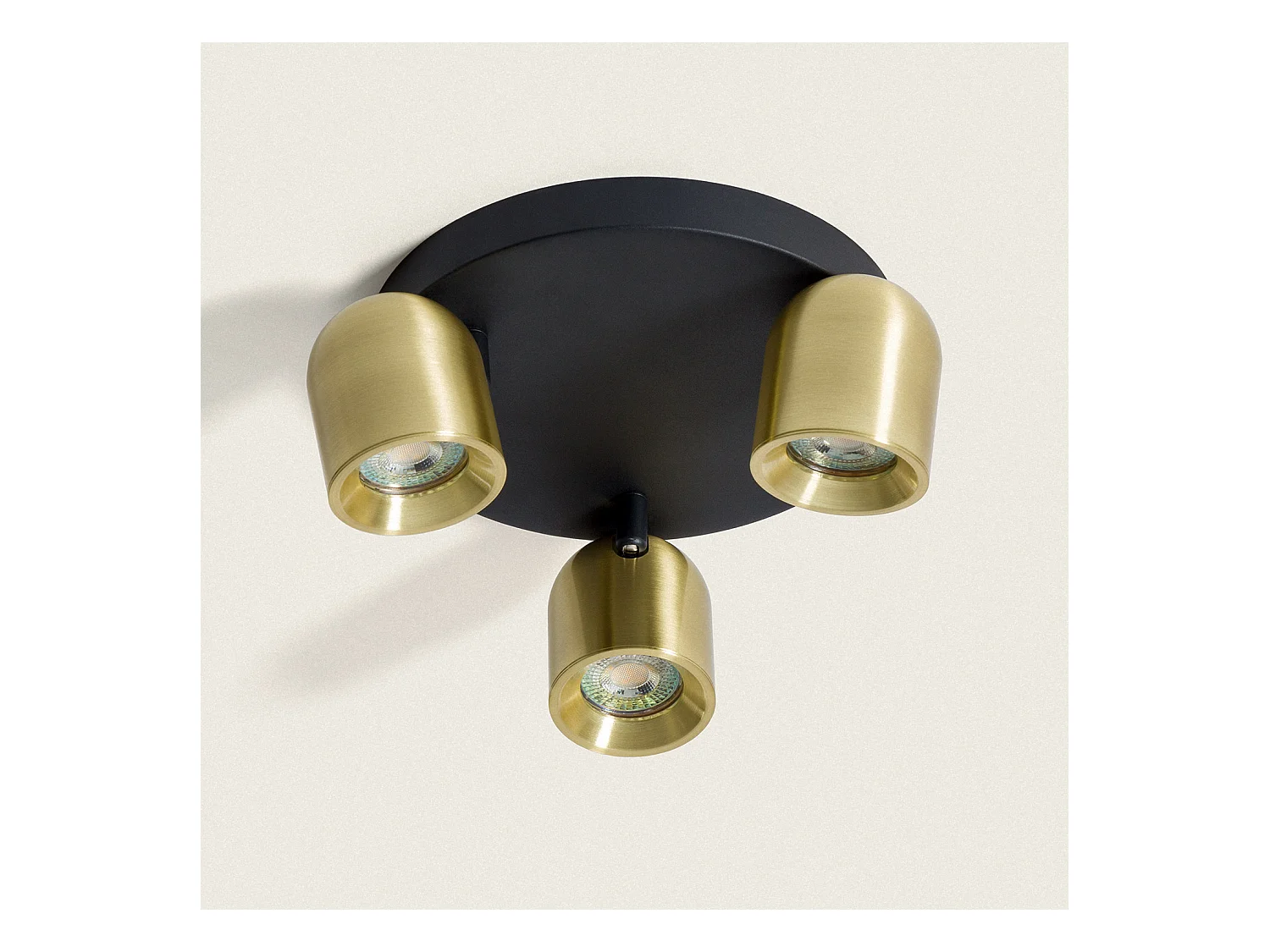 Plafonnier Rond Orientable Aluminium 3 Spots Caleb Doré