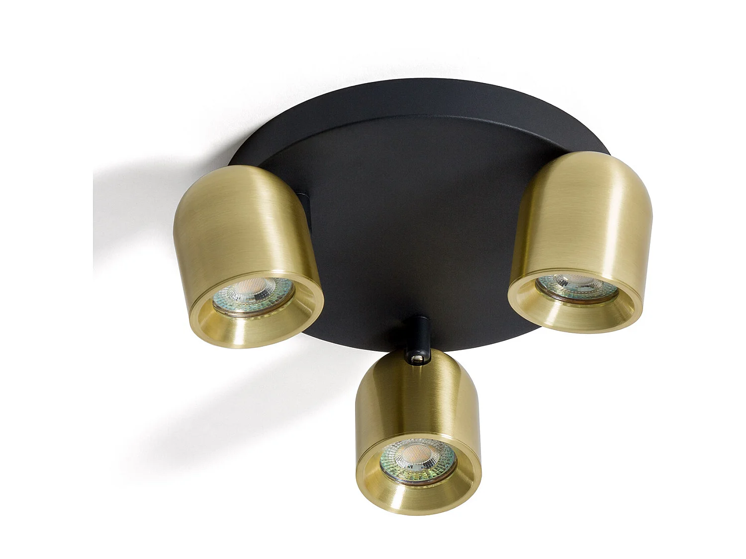 Lampada da Soffitto Circolare Orientabile Alluminio 3 Lampade Caleb Oro