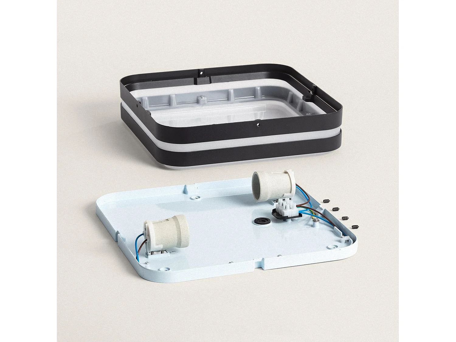 Plafonnier Carré Extérieure Aluminium 285x285 mm Kadam Noir