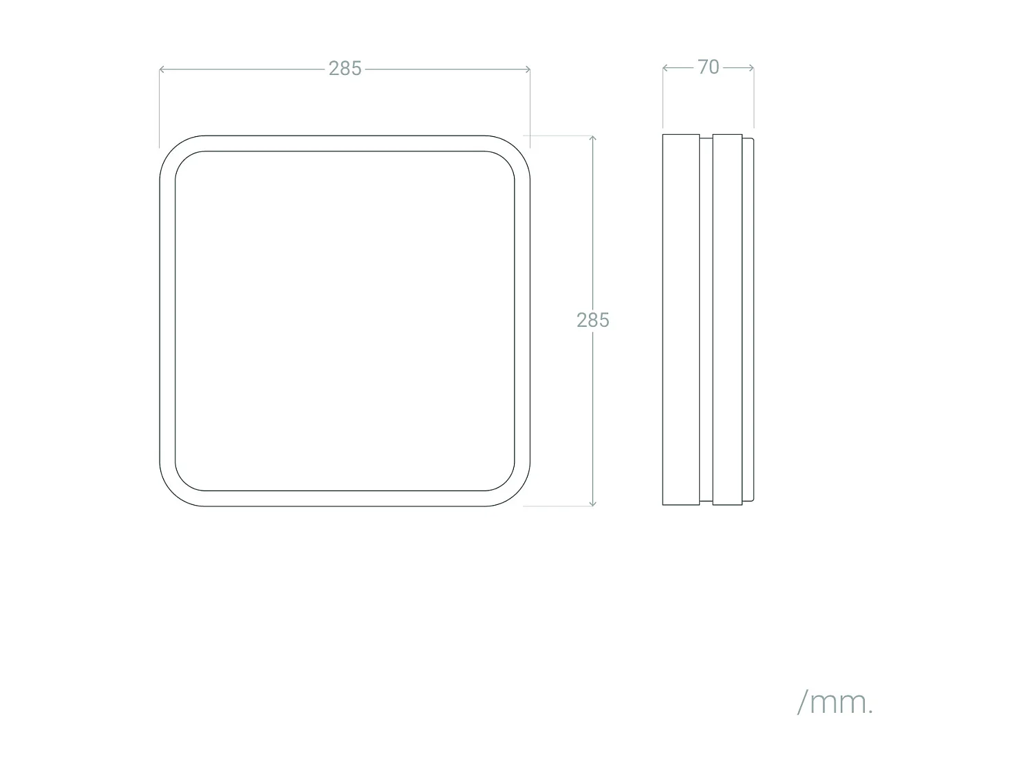 Plafonnier Carré Extérieure Aluminium 285x285 mm Kadam Noir
