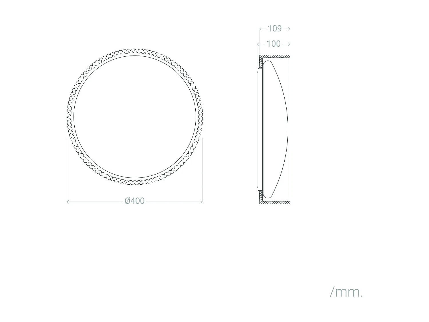 Plafonnier LED 18W Rond Feutre Ø400 mm CCT Sélectionnable Kaptyn Gris