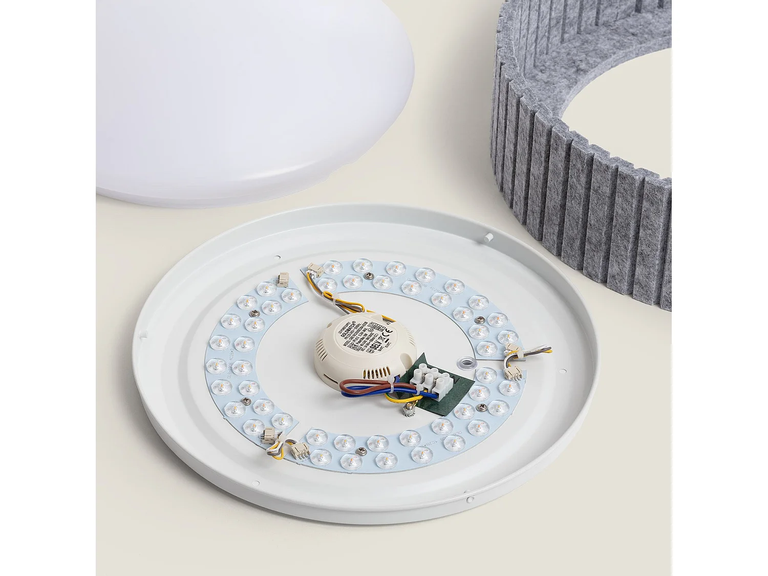 Plafonnier LED 18W Rond Feutre Ø400 mm CCT Sélectionnable Kaptyn Gris