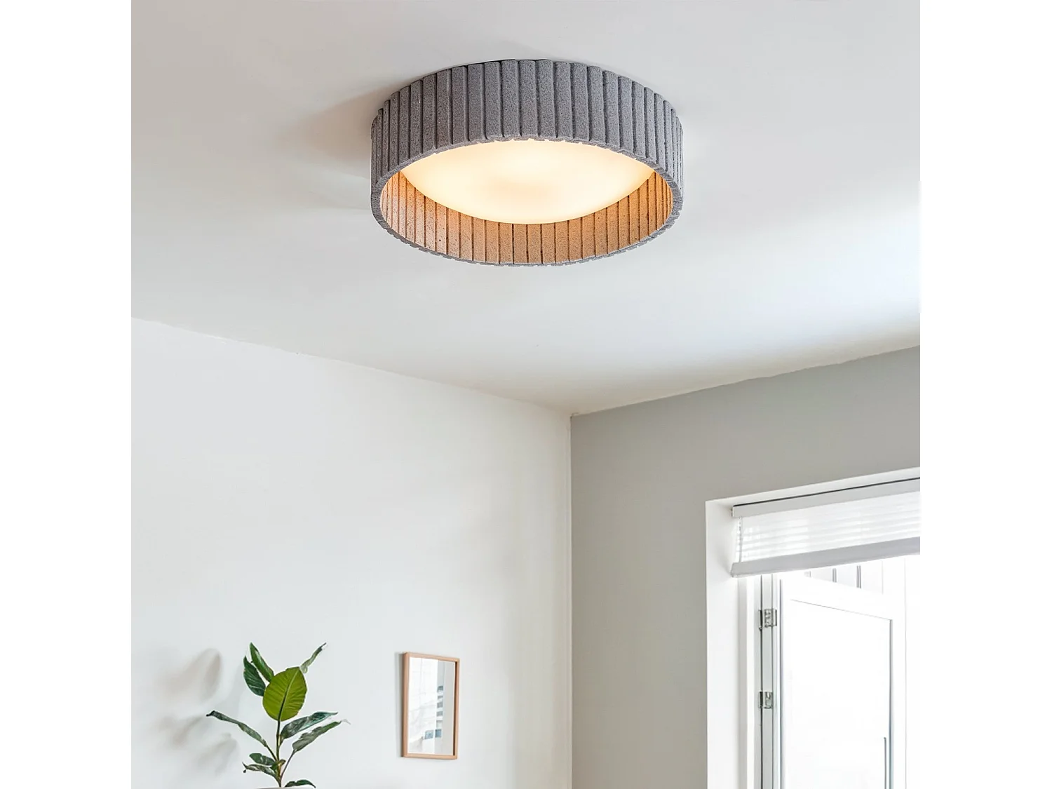 Plafonnier LED 18W Rond Feutre Ø400 mm CCT Sélectionnable Kaptyn Gris