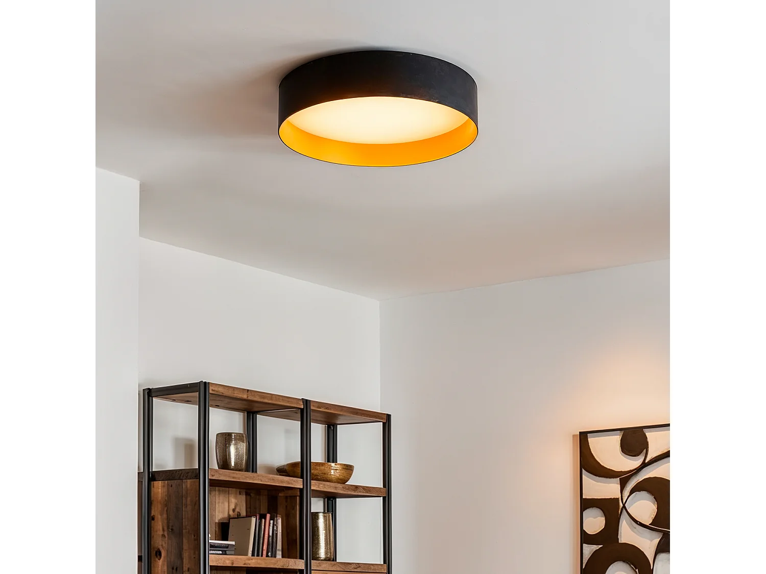 Plafoniera LED da 40 W in Acciaio Talagapa L, Ø 500 mm Nero