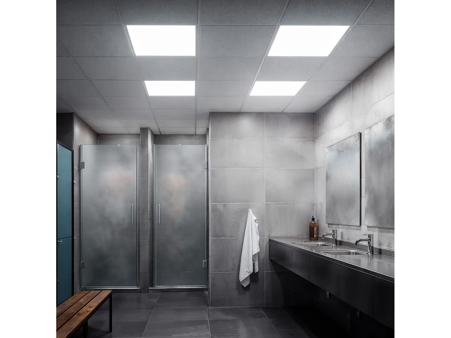 Panel LED 60x60cm 40W 4800lm Estanco IP65 Solid No Flicker 6000K Individual Blanco Frío