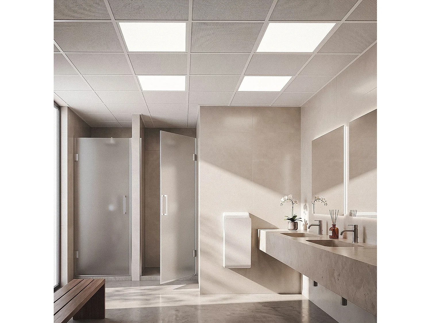 Panel LED 60x60cm 40W 4800lm Estanco IP65 Solid No Flicker 6000K Individual Blanco Frío