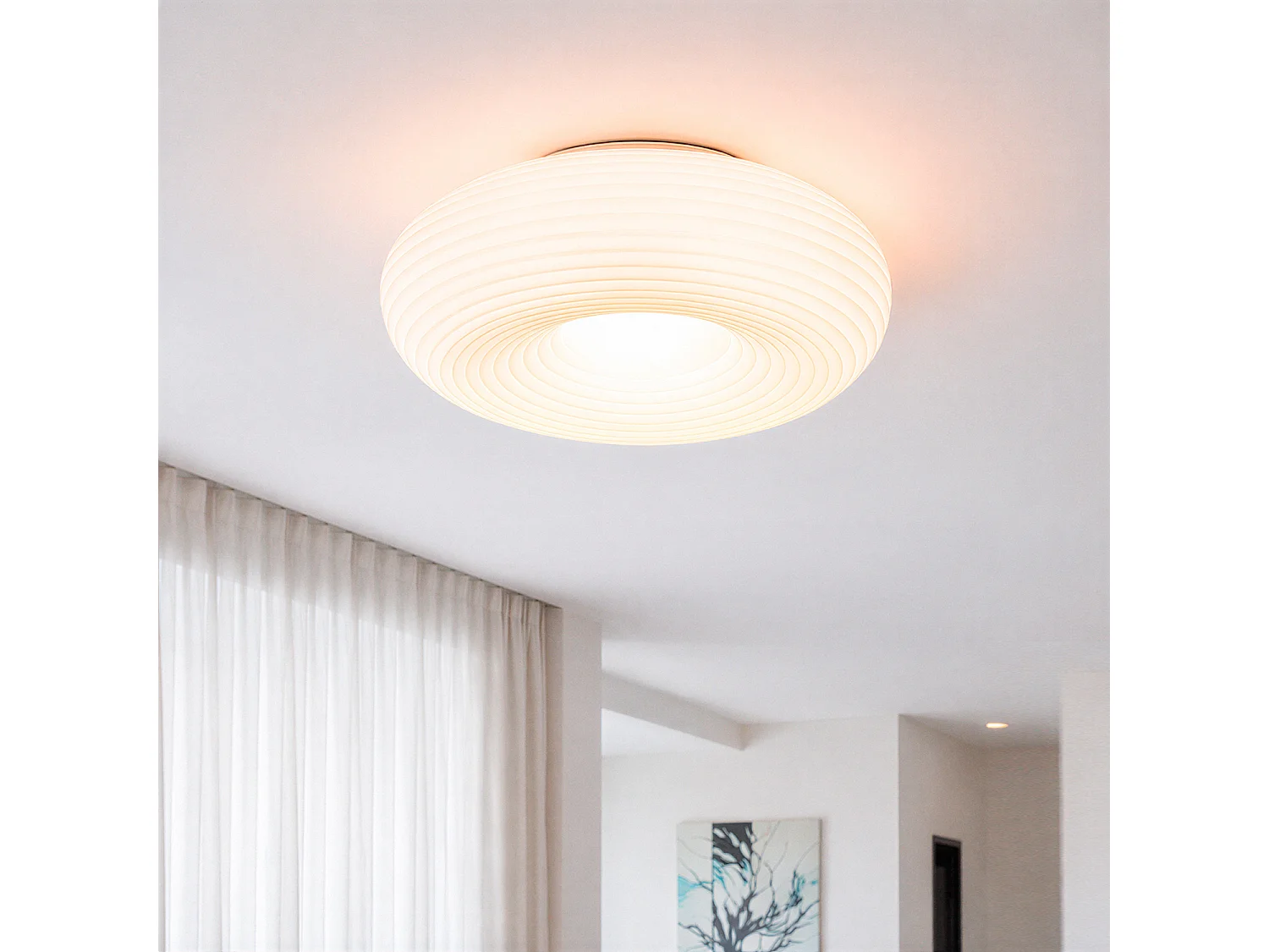 Plafonnier LED 48W Rond Métal Ø500 mm Junai  Blanc