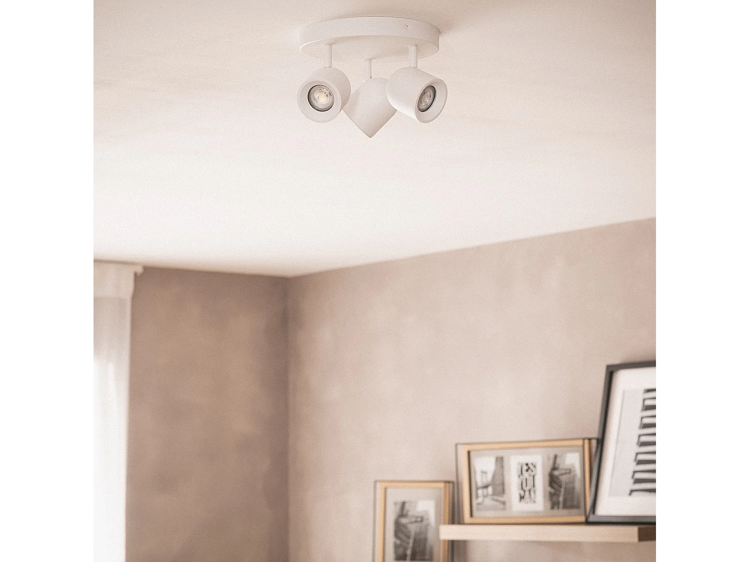 Lampada da Soffitto Circolare Orientabile Alluminio 3 Lampade Caleb Bianco