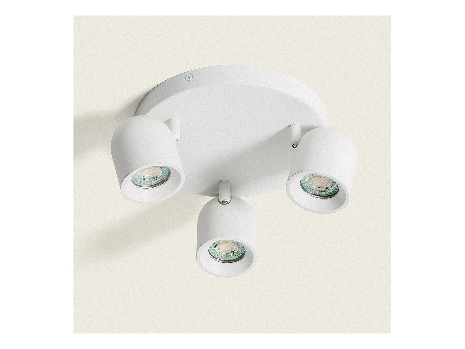 Plafonnier Rond Orientable Aluminium 3 Spots Caleb Blanc
