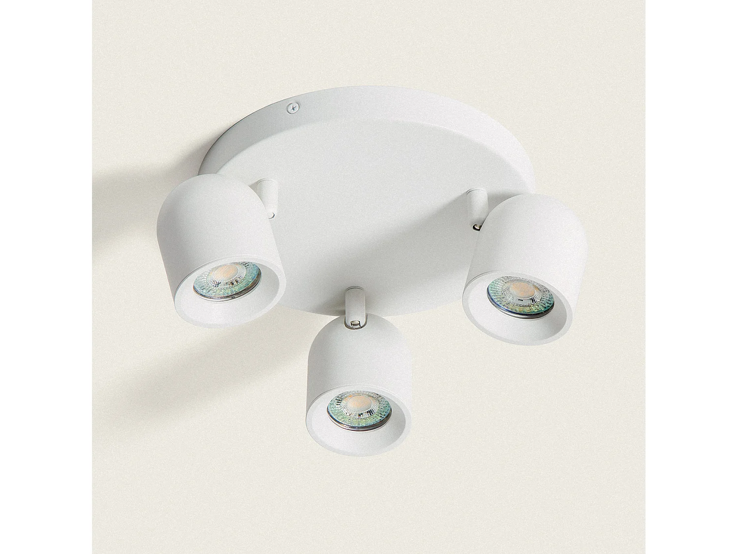 Plafonnier Rond Orientable Aluminium 3 Spots Caleb Blanc