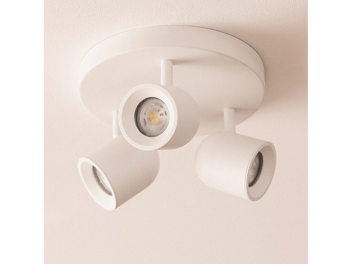 Plafonnier Rond Orientable Aluminium 3 Spots Caleb Blanc