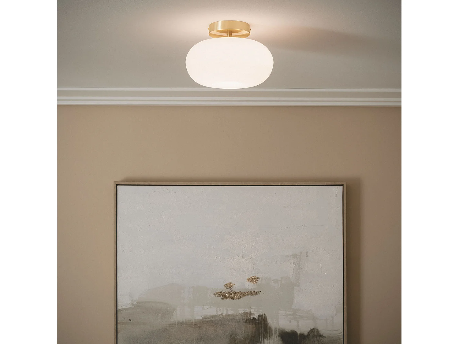 Plafonnier LED 9W Métal et Verre Keyla Doré