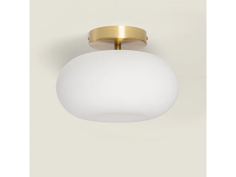 Plafonnier LED 9W Métal et Verre Keyla Doré