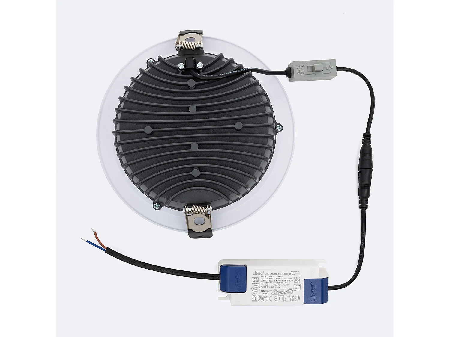 Downlight LED 15W Circolare AERO CCT Selezionabile 130 lm/W Microprismatico Foro Ø 160 mm No Flicker 2700K - 3200K - 4000K Selezionabile (Caldo-Naturale)