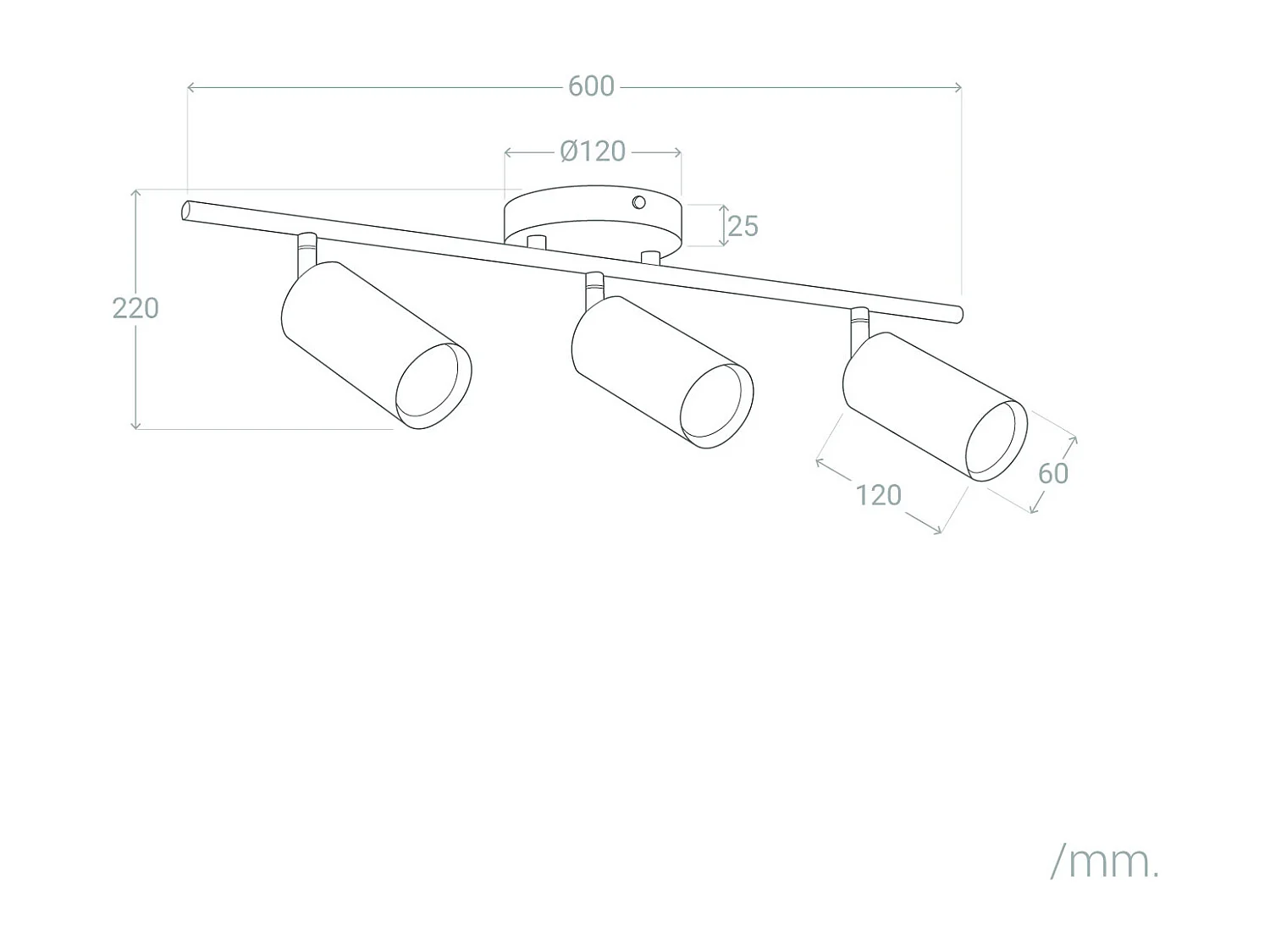 Plafonnier Métal Dariel 3 Spots Doré
