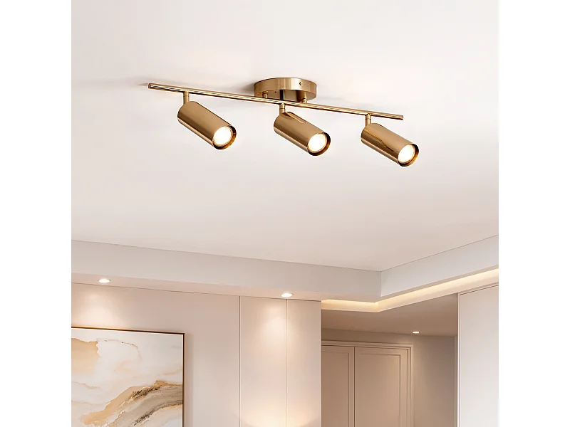 Lampada da Soffitto Metallo Dariel 3 Faretti Oro