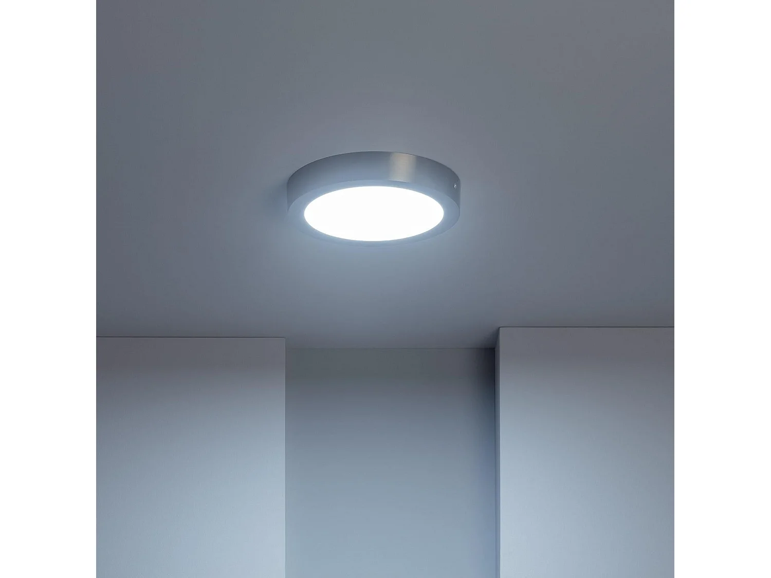 Plafonnier LED Rond 18W Métal Ø225 mm Argenté  5000K Blanc froid