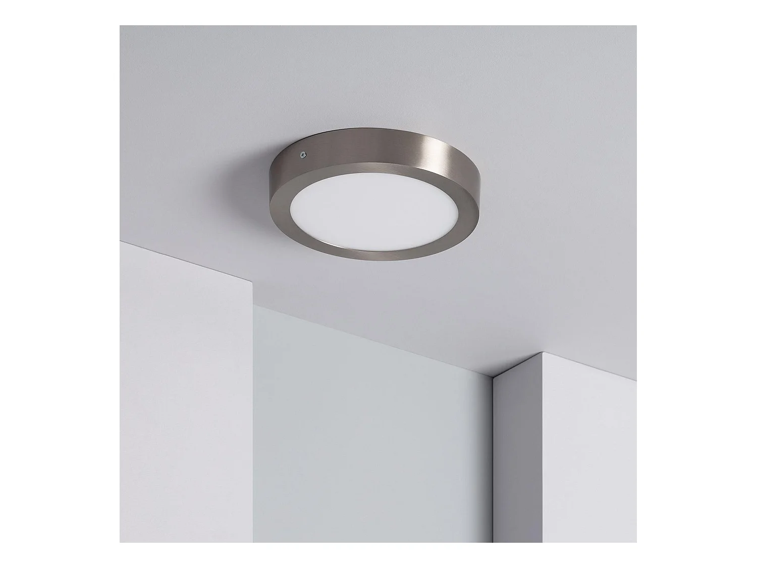 Plafón LED 18W Circular Metal Ø225 mm Silver 5000K Blanco Frío