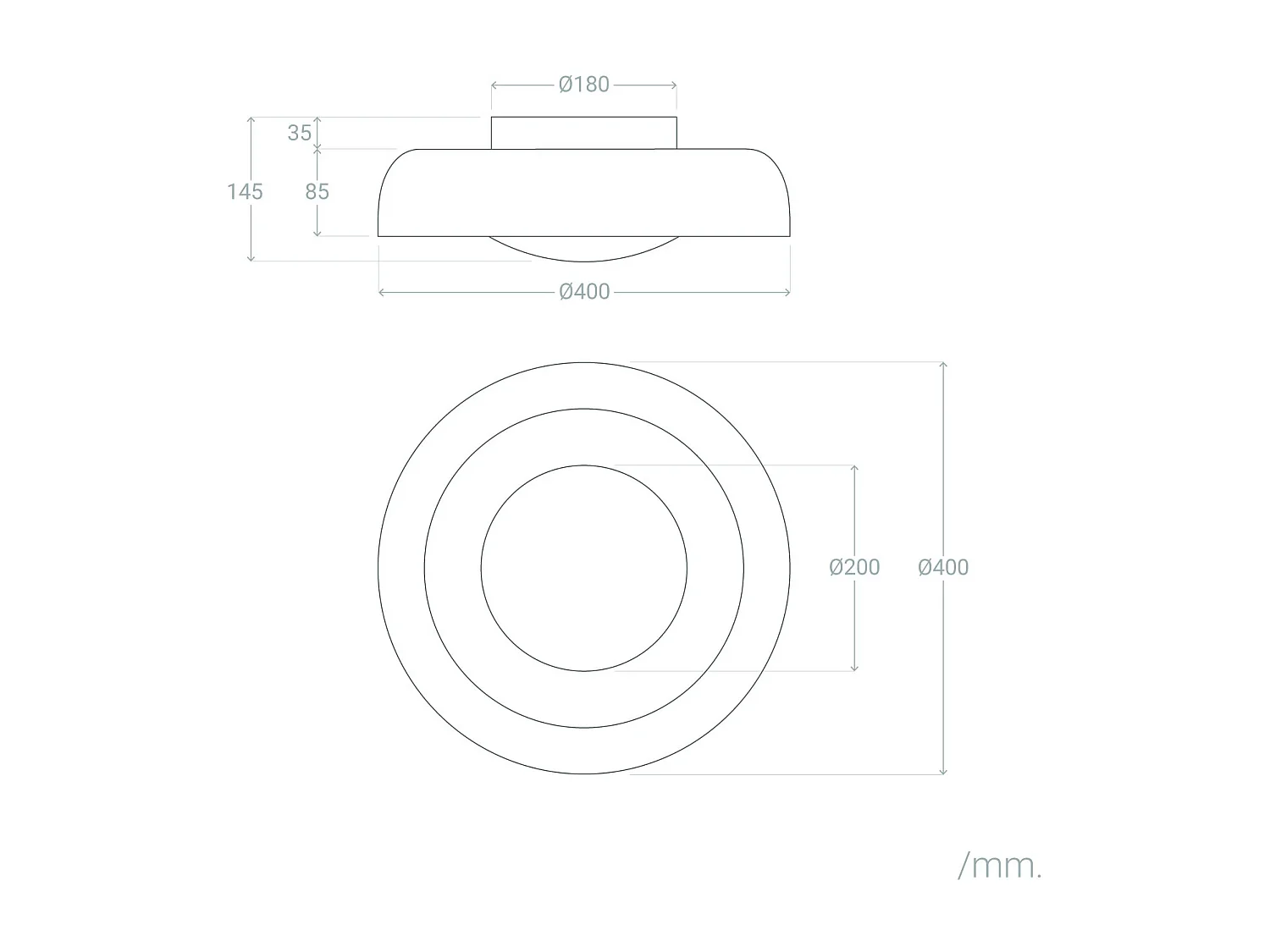 Plafonnier LED 20W Métal Duval Noir