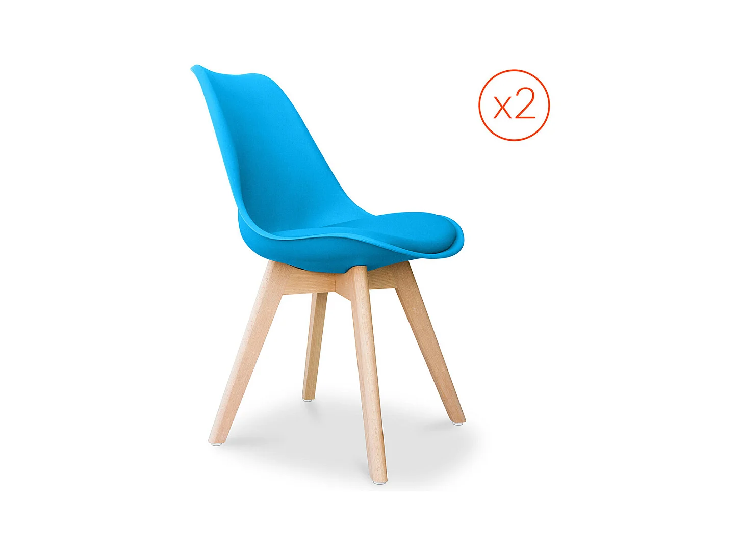 Lote de 2 Sillas Denisse con cojín Diseño Escandinavo - Mate