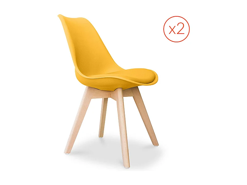 Lot von 2 Denisse stühle mit Kissen Skandinavisches design - Kunststoff