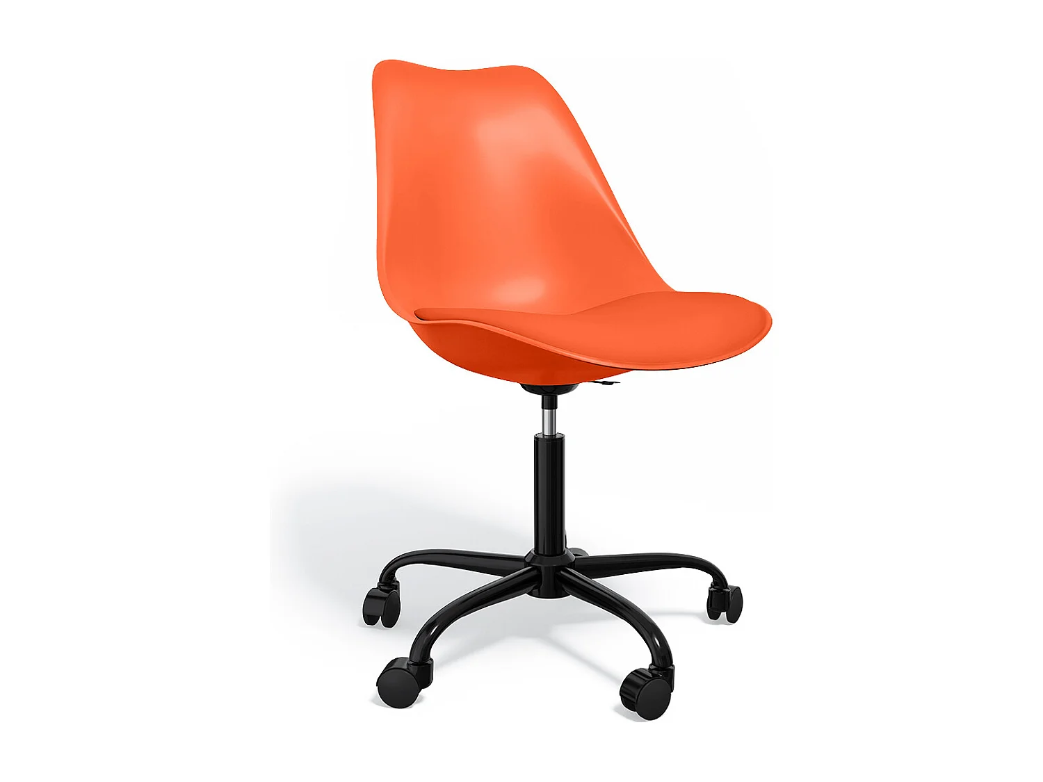 Chaise de bureau avec roulettes - Chaise de bureau pivotante - Structure noire Tulip Orange