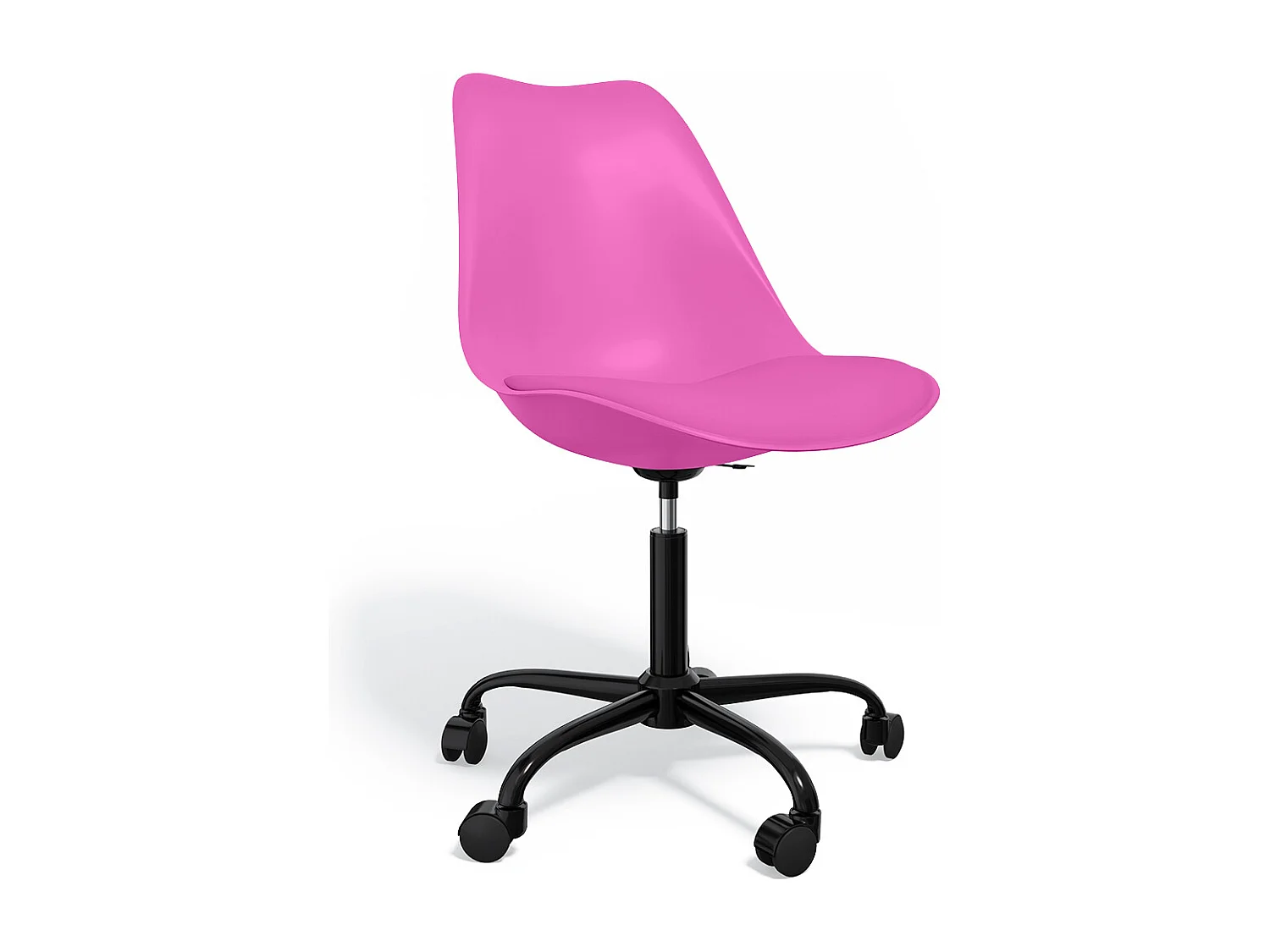Chaise de bureau avec roulettes - Chaise de bureau pivotante - Structure noire Tulip Fuchsia