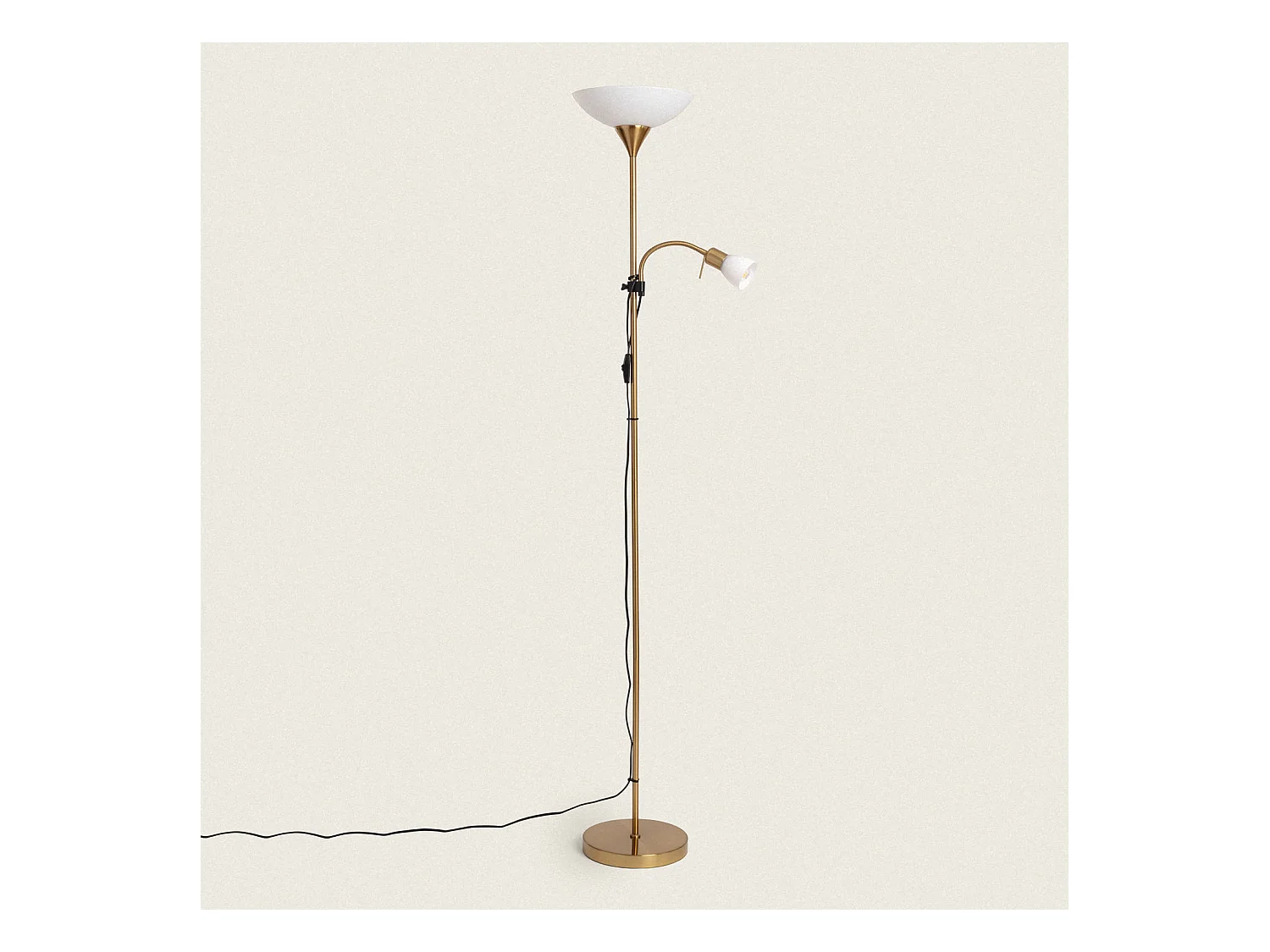 Lampadaire avec LED de Lecture Métal et Verre Ussel Doré