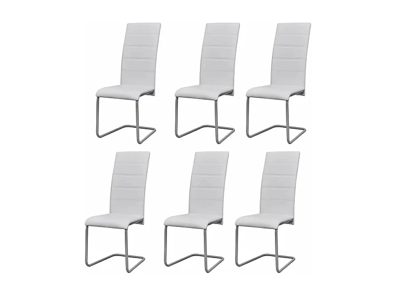 Lot de 6 chaises de salle à manger cuisine cantilever design classique et moderne synthétique blanc CDS022253