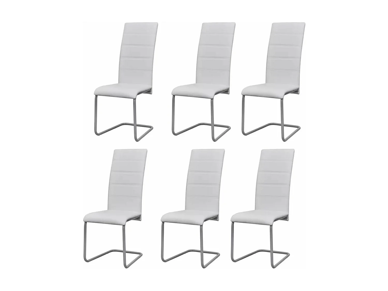 Lot de 6 chaises de salle à manger cuisine cantilever design classique et moderne synthétique blanc CDS022253
