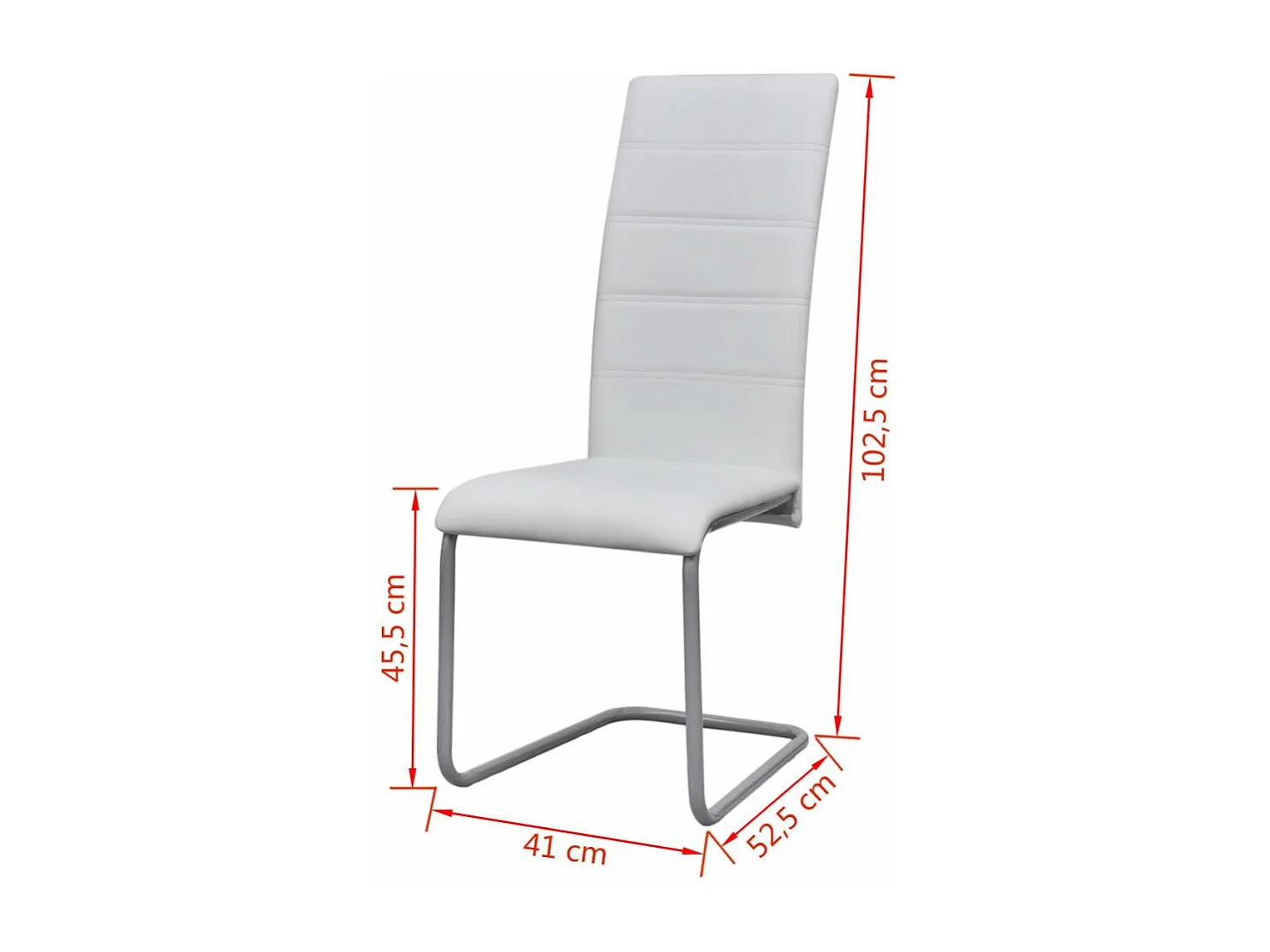 Lot de 6 chaises de salle à manger cuisine cantilever design classique et moderne synthétique blanc CDS022253