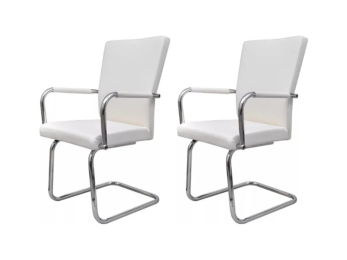 Conjunto de 2 sillas de comedor sala de estar diseño moderno cuero sintético blanco 1902024