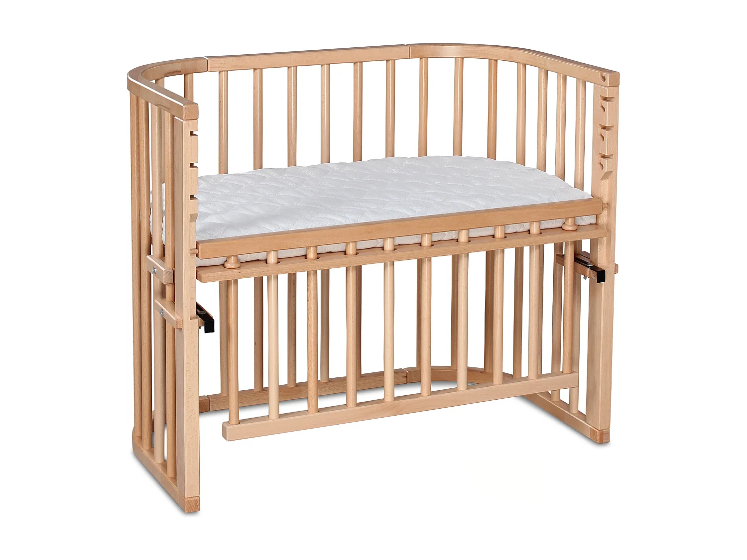 Großes Cododo Wiegenbett aus Naturholz mit Matratze - Maxi Comfort +