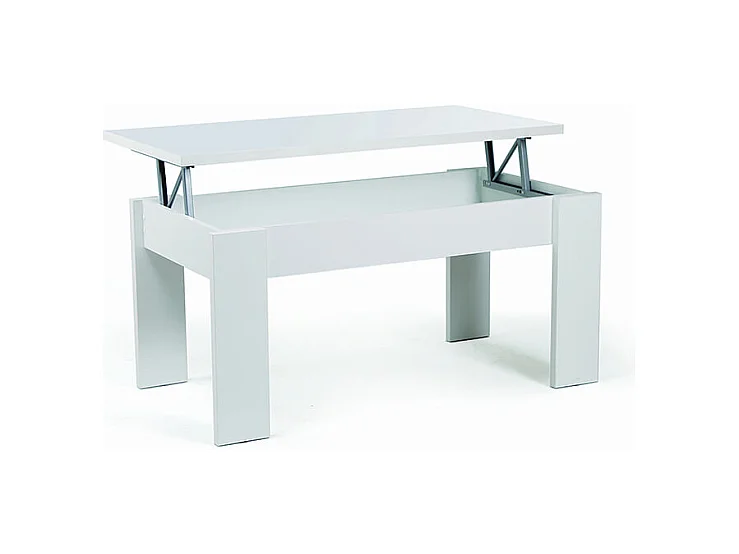 Buyqualia Mesa de Centro de Madera Rectangular elevable con Compartimento bajo Tapa Color (Blanco) (51/63x105x55 cm)