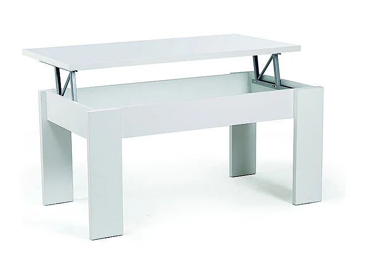Buyqualia Mesa de Centro de Madera Rectangular elevable con Compartimento bajo Tapa Color (Blanco) (51/63x105x55 cm)