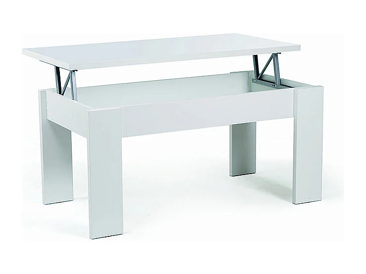 Buyqualia Mesa de Centro de Madera Rectangular elevable con Compartimento bajo Tapa Color (Blanco) (51/63x105x55 cm)