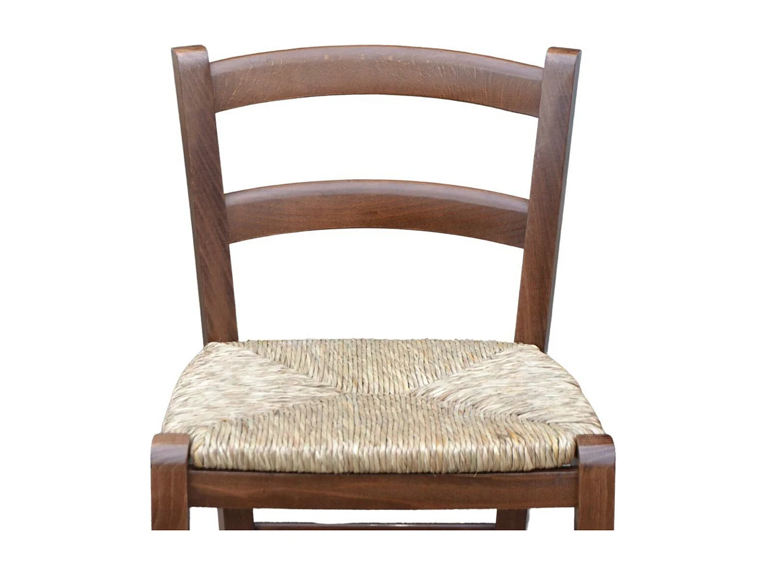 Tabouret Venise en bois de noyer foncé h 73 avec assise en paille