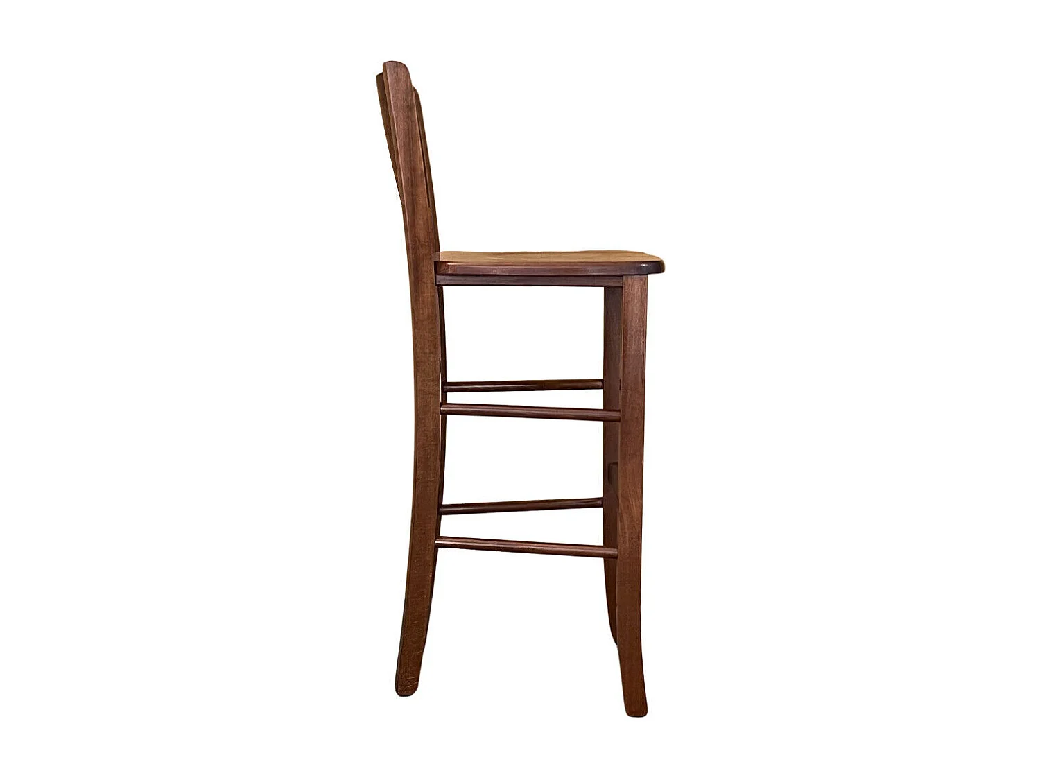 Tabourets de bar Lucy en bois marron foncé h 73 avec assise en bois massif x 2