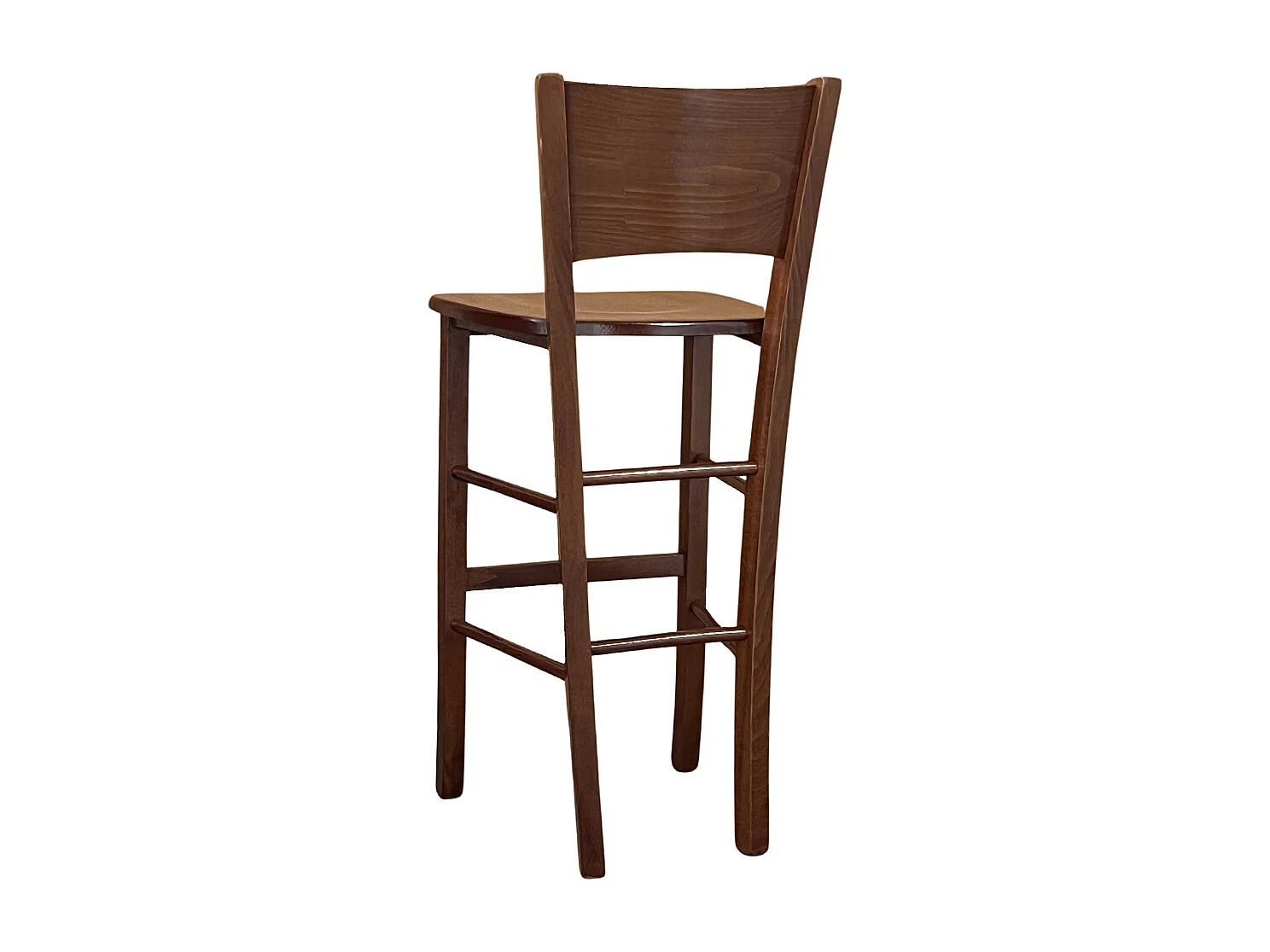 Tabourets de bar Lucy en bois marron foncé h 73 avec assise en bois massif x 2