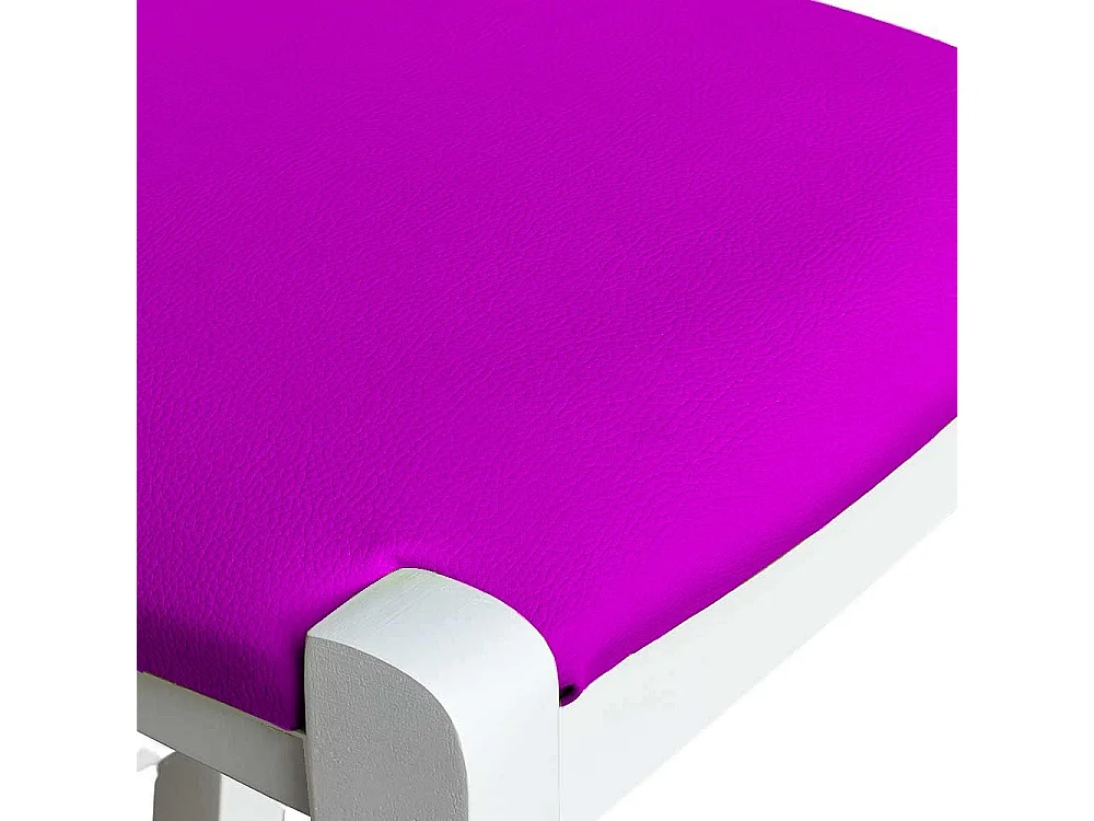 Sgabello legno bianco sedile in similpelle lilla h 67 cm da terra alla seduta