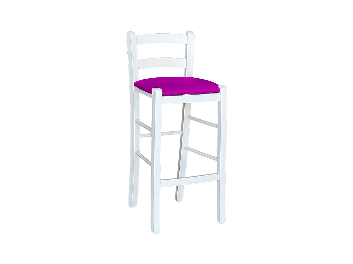 Tabouret en bois blanc avec assise en simili cuir violet h 67 cm avec assise au sol