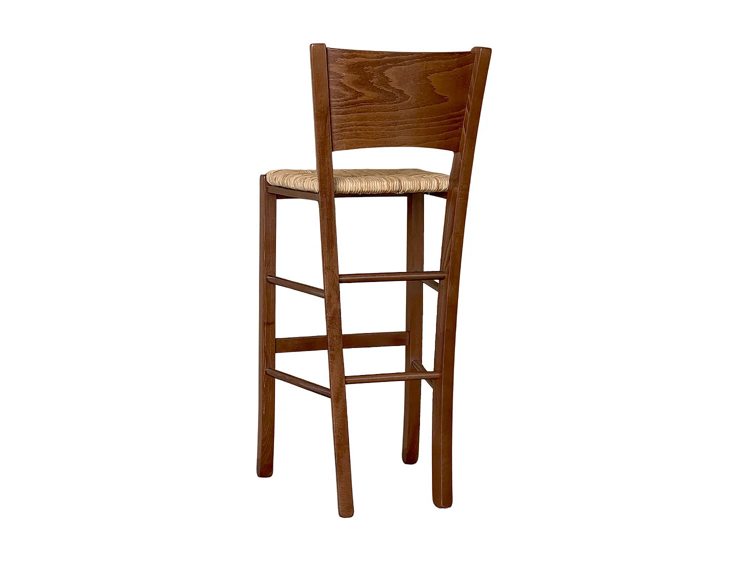 Tabourets de bar Lucy en bois de noyer foncé h 73 cm avec assise en paille de riz x 2