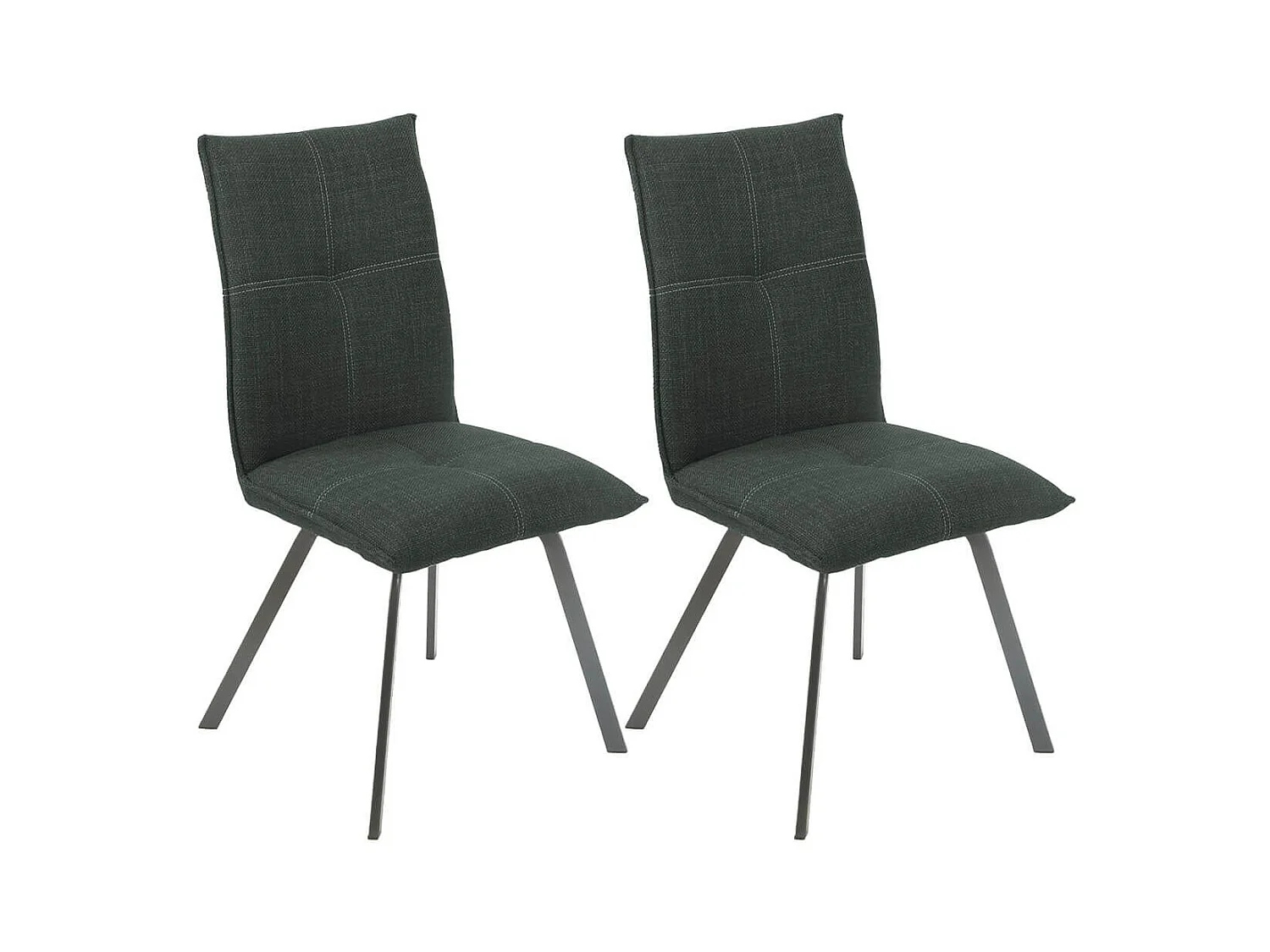 BISPO - Lot de 2 Chaises Tissu Texturé Coloris Gris Anthracite