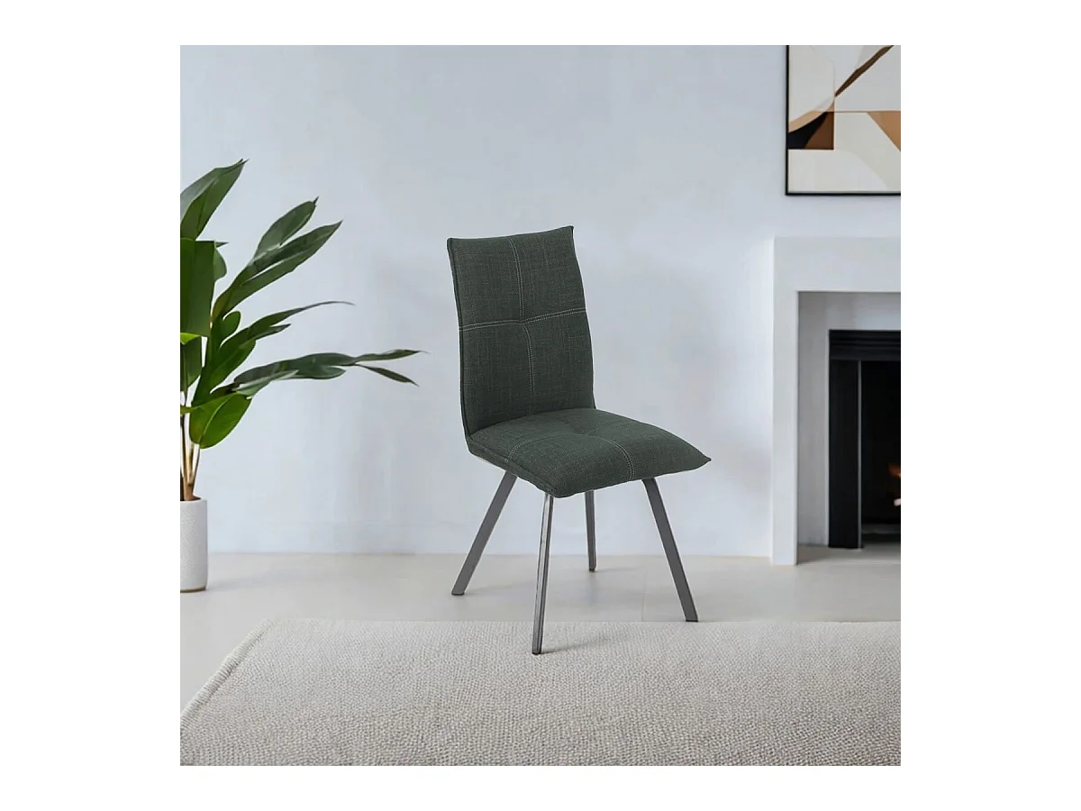 BISPO - Lot de 2 Chaises Tissu Texturé Coloris Gris Anthracite