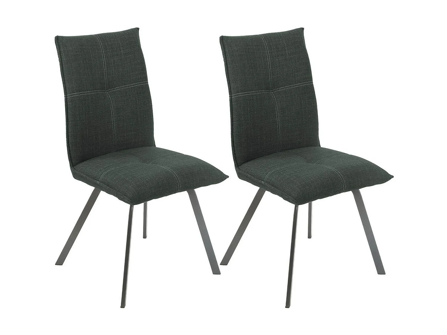 BISPO - Lot de 2 Chaises Tissu Texturé Coloris Gris Anthracite