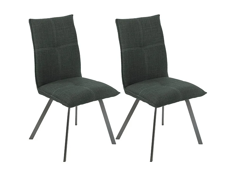 BISPO - Lot de 2 Chaises Tissu Texturé Coloris Gris Anthracite