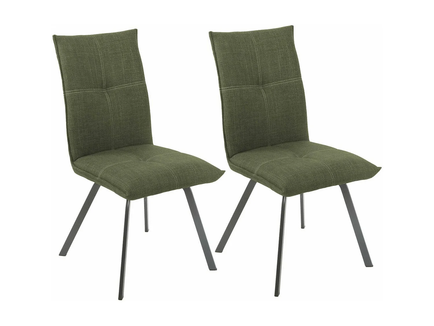 BISPO - Lot de 2 Chaises Tissu Coloris Vert kaki